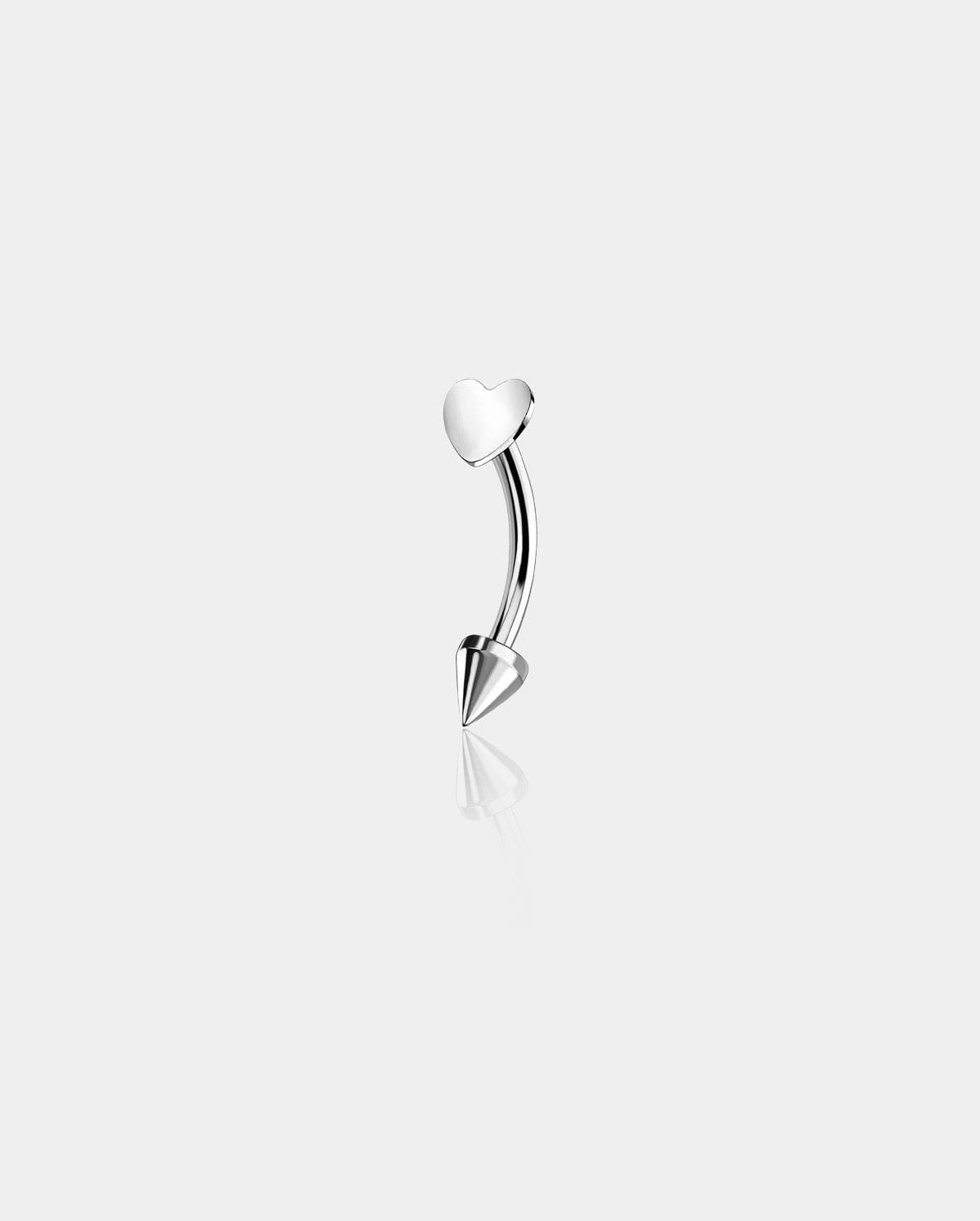 Flat Heart Spike Titanium Eyebrow Ring
