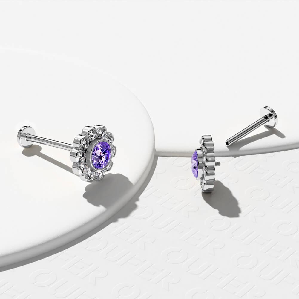 Flower Internally Threaded Titanium Helix Stud