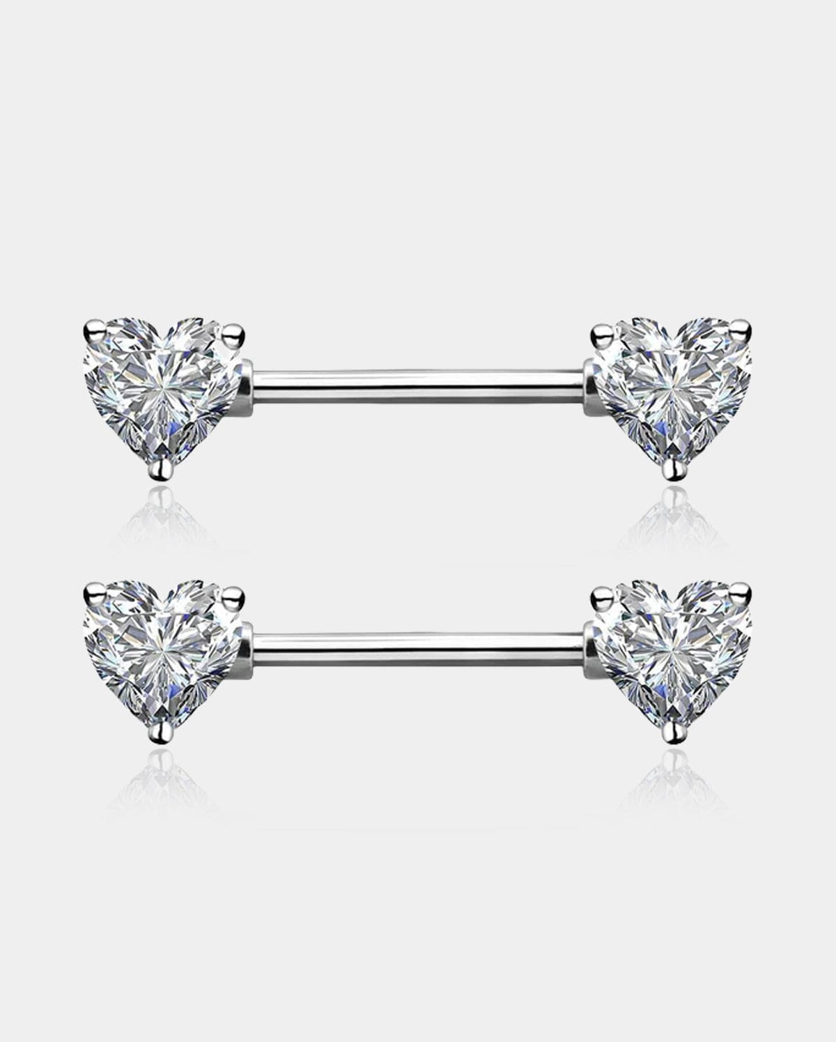Heart CZ Titanium Nipple Jewelry