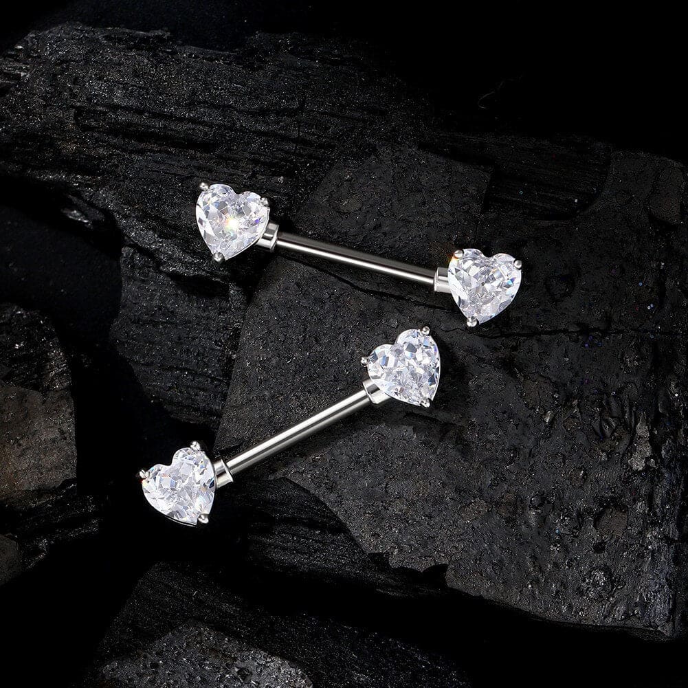 Heart CZ Titanium Nipple Jewelry