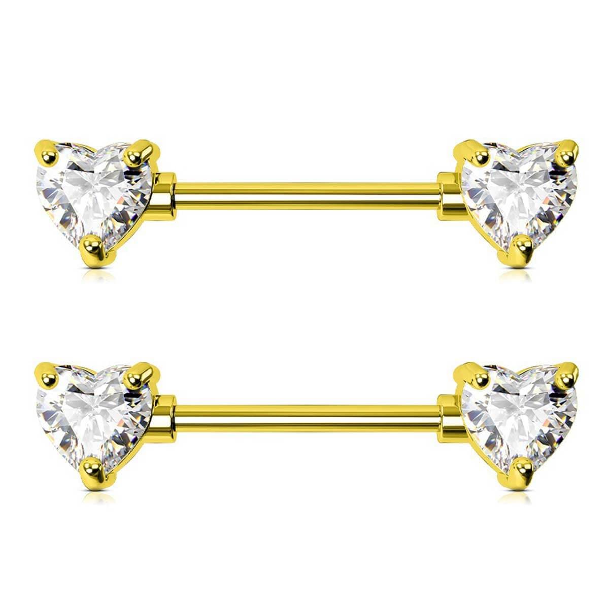 Heart CZ Titanium Nipple Jewelry