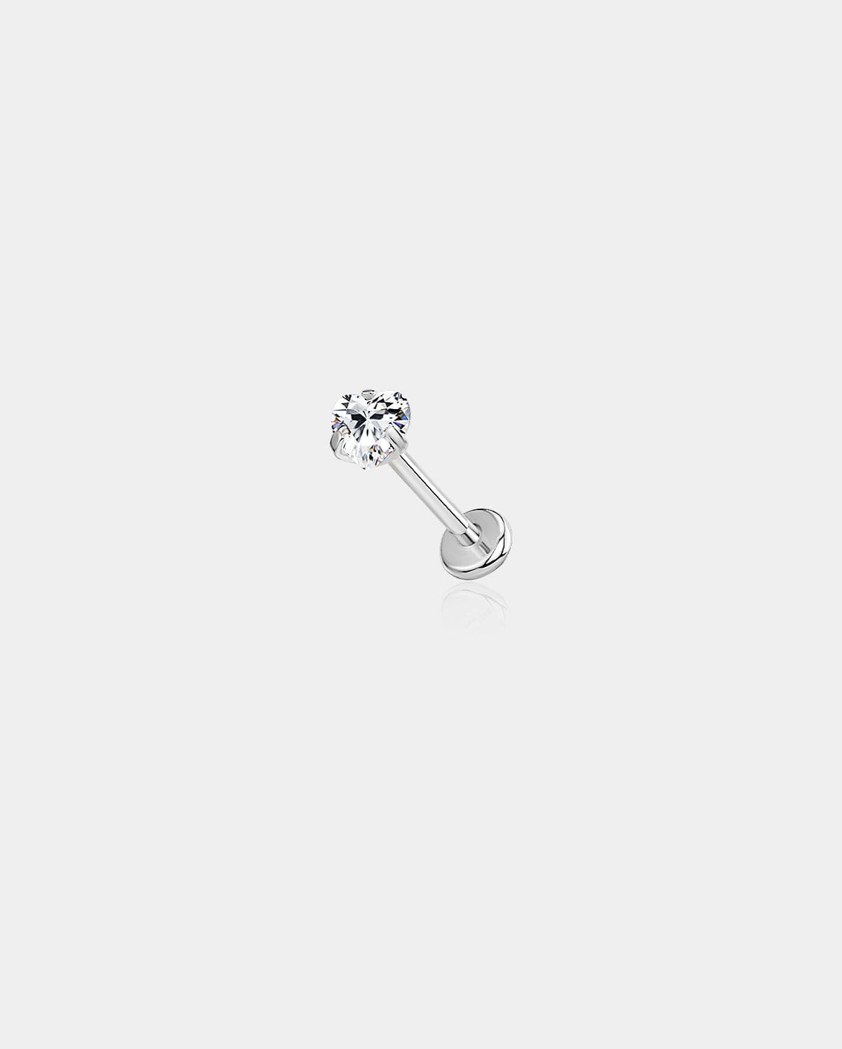 Heart CZ Titanium Threadless Nose Stud