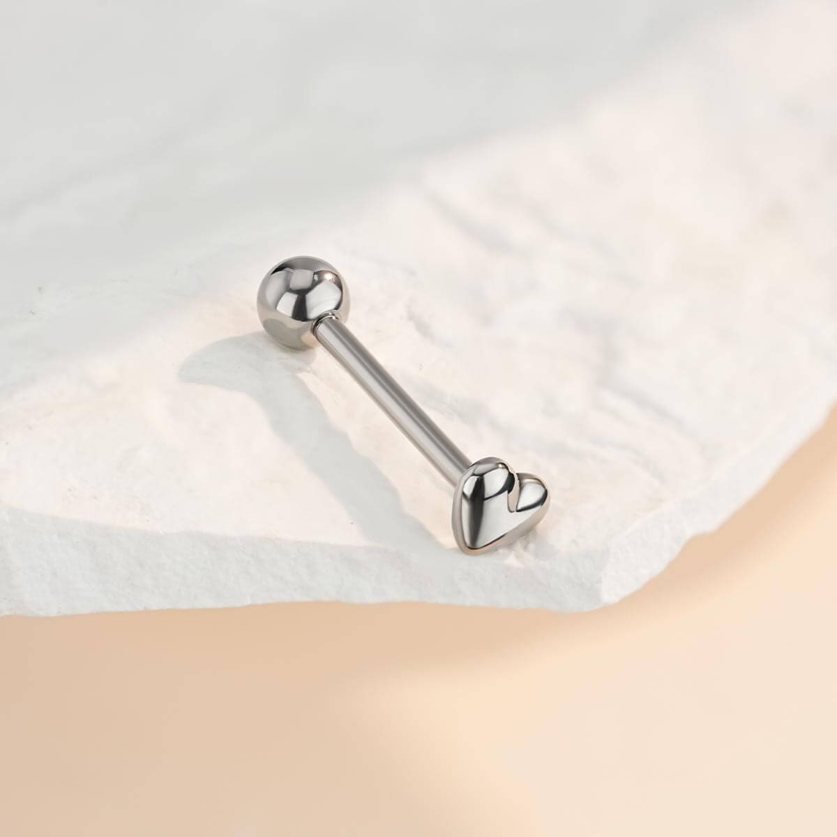 Heart Internally Threaded Titanium Tongue Barbell