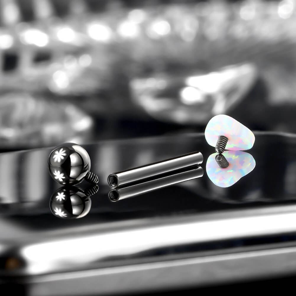 Heart Synthetic Opal Titanium Tongue Barbell