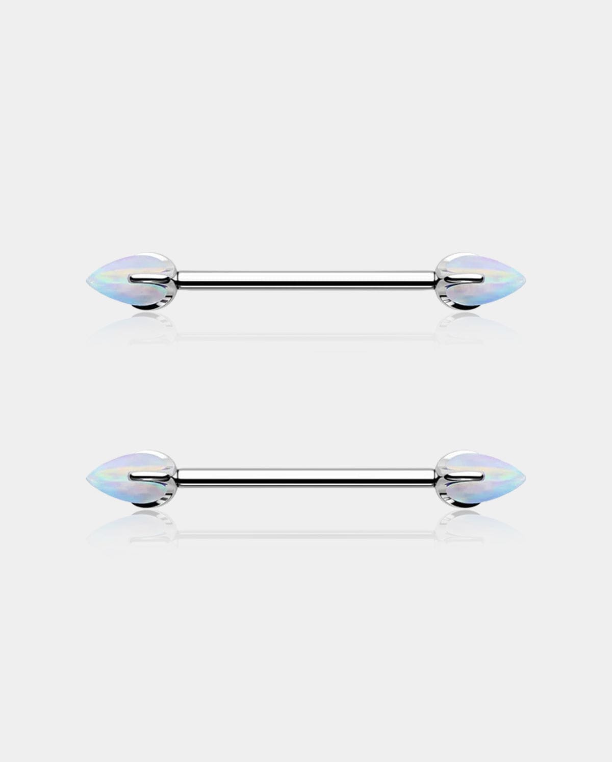Internally Threaded Synthetic Opal Titanium Nipple Ring Pair