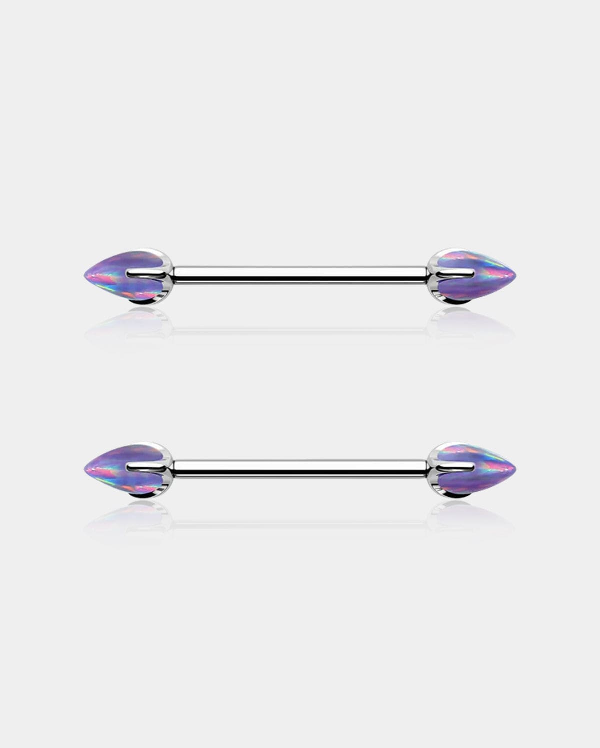 Internally Threaded Synthetic Opal Titanium Nipple Ring Pair