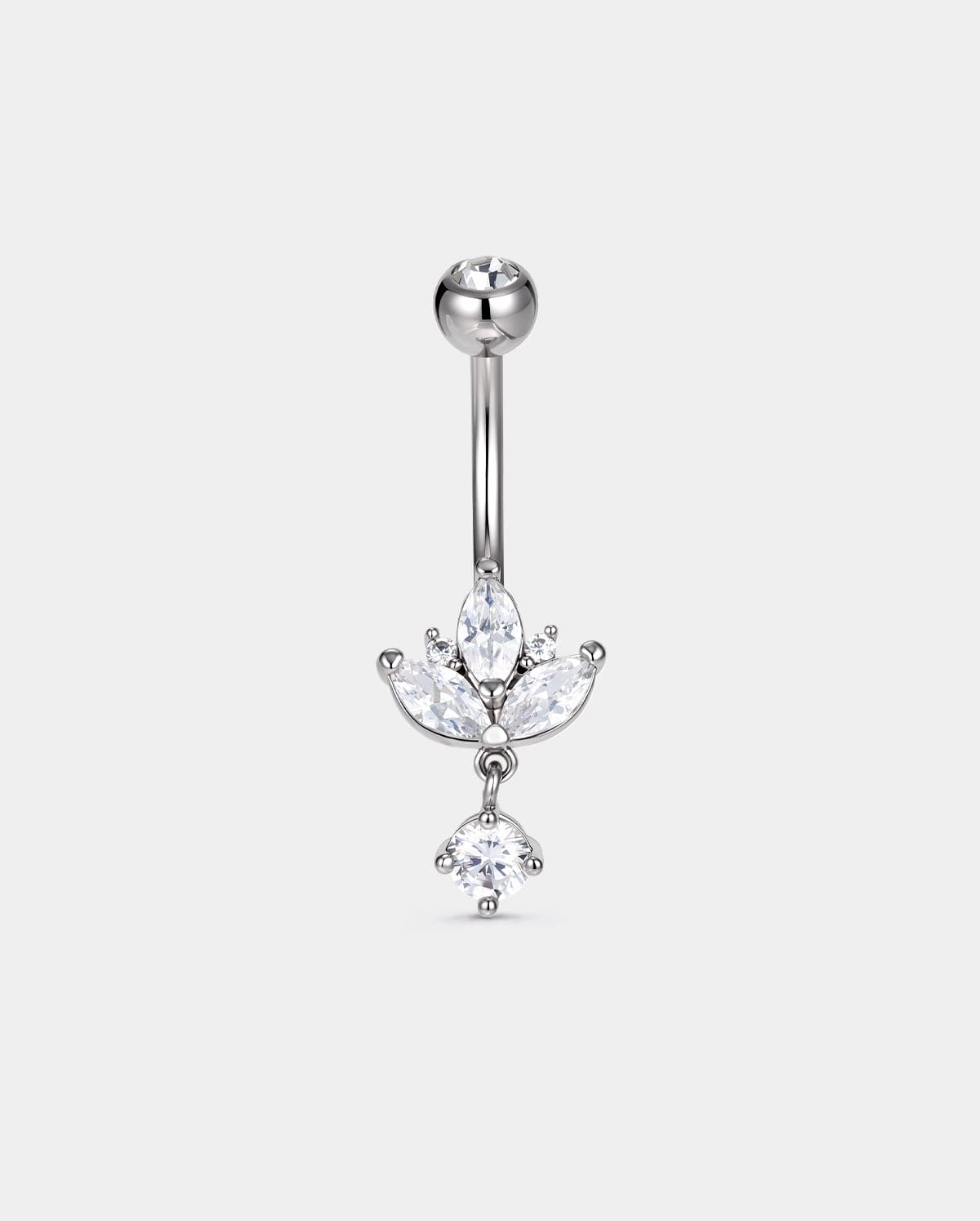 Lotus CZ Dangle Belly Ring