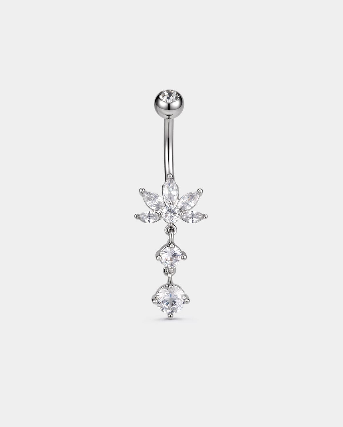 Lotus Double CZ Dangle Belly Ring