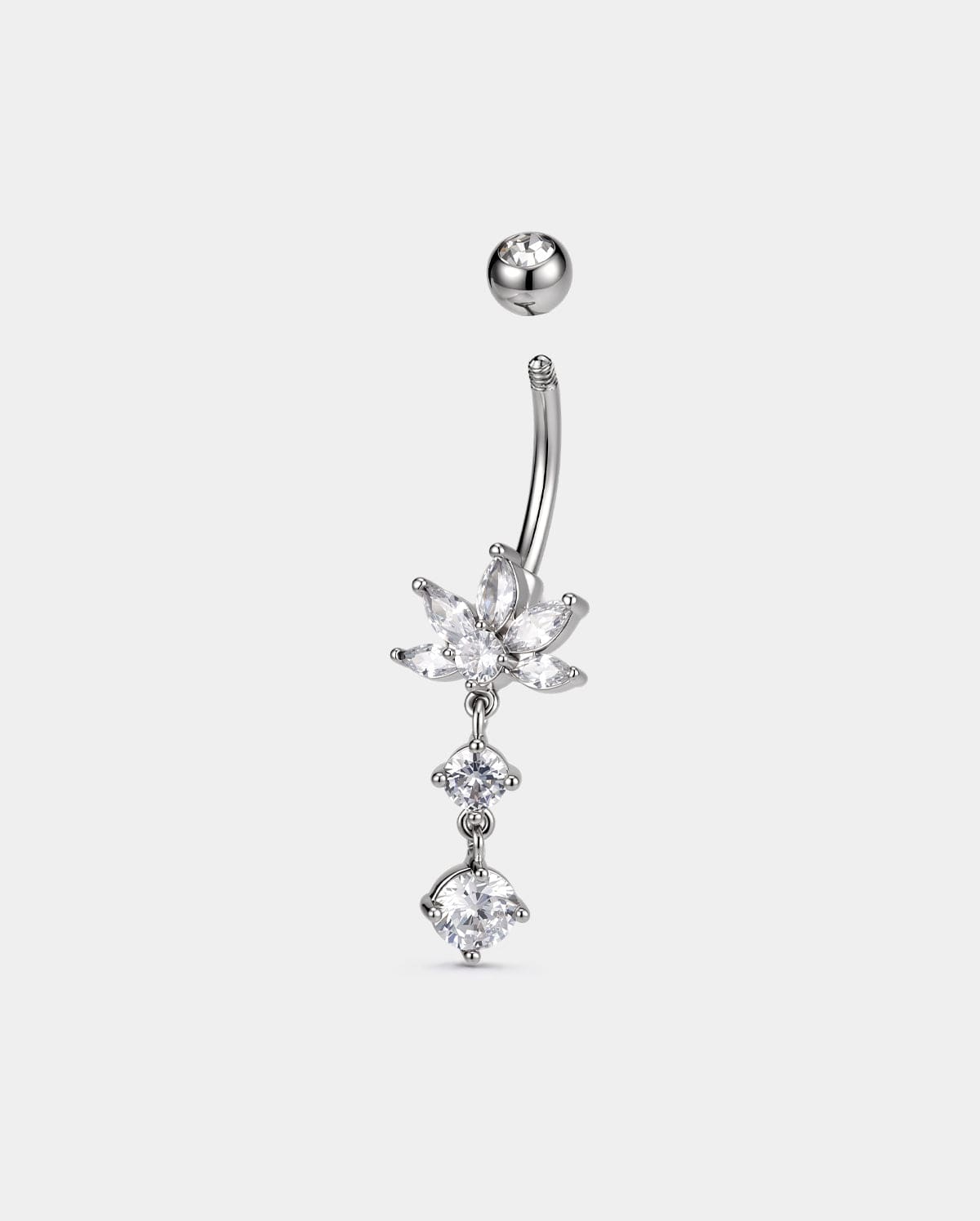 Lotus Double CZ Dangle Belly Ring