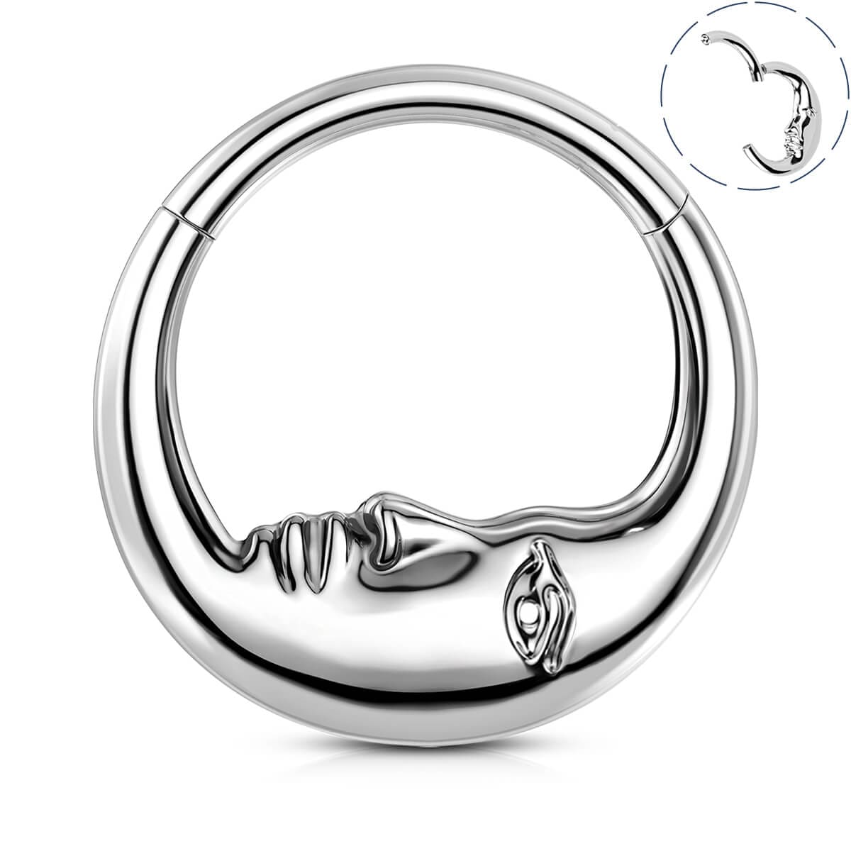 Moon Face Titanium Daith Septum Ring