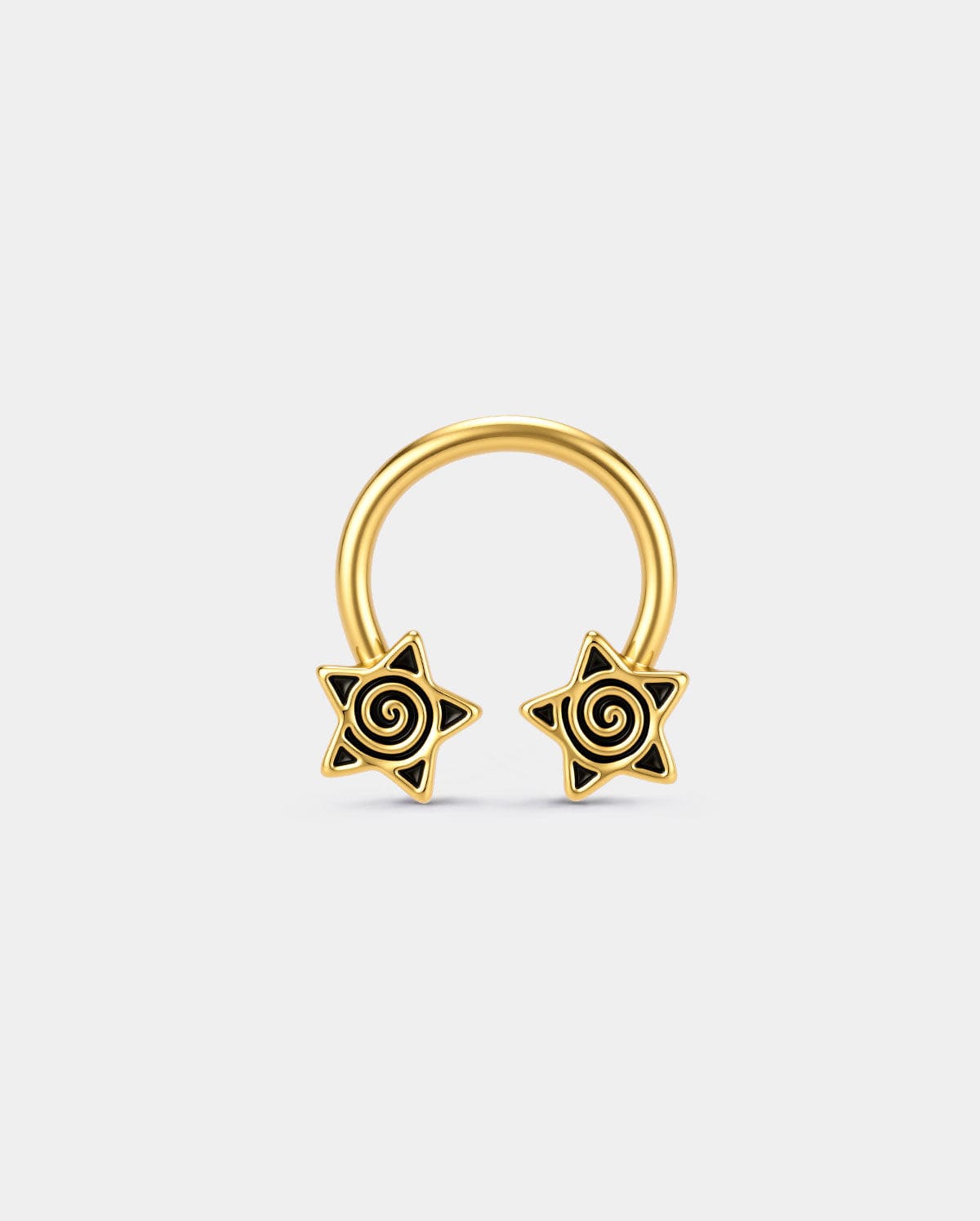Oxidized Spiral Star Horseshoe Septum Ring