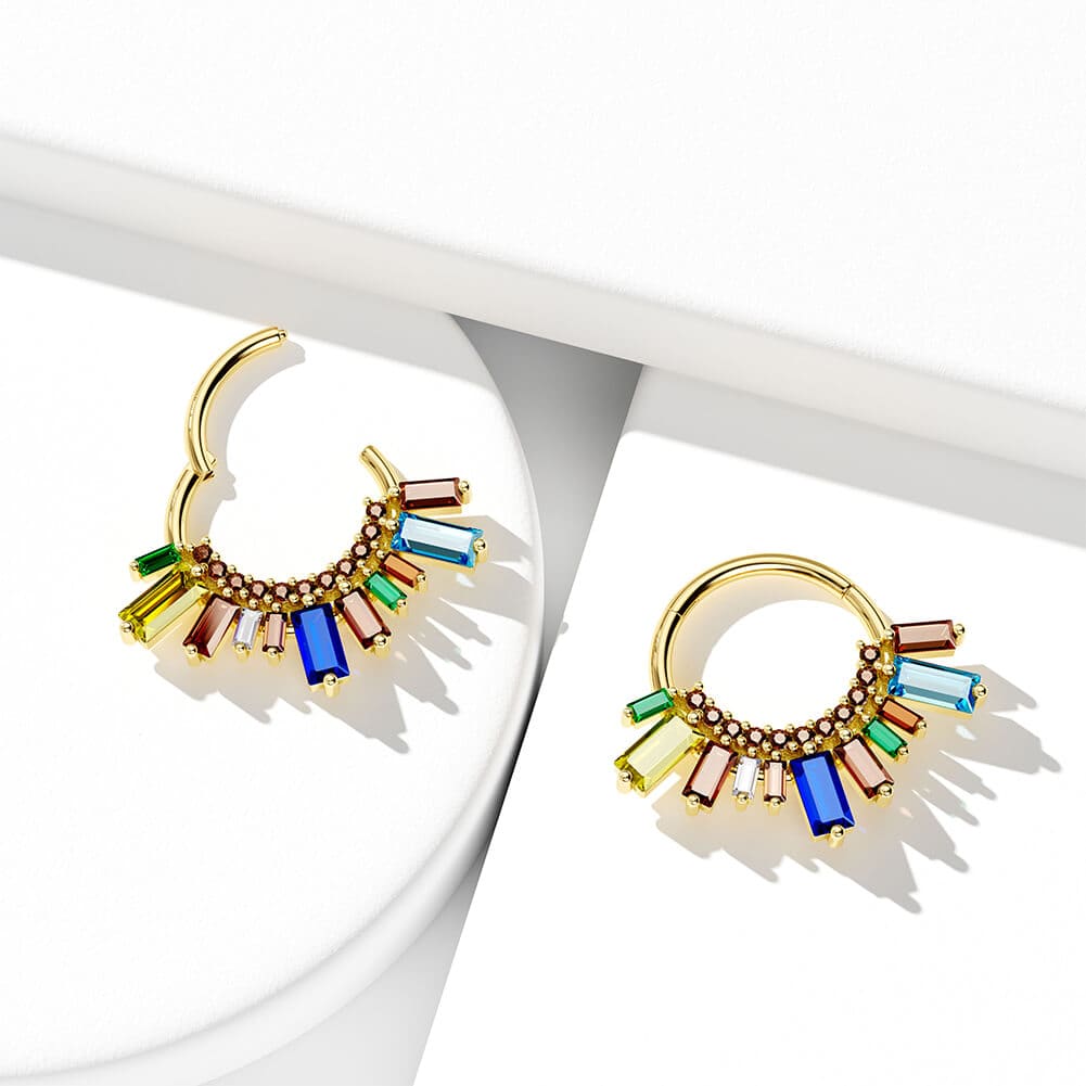 Paris Louvre CZ Gems Septum Ring Daith Earrings