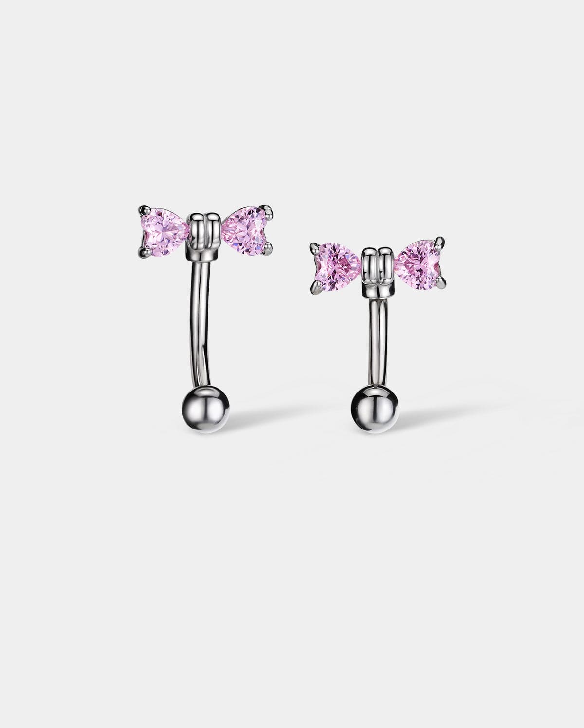 Pink CZ Bow Eyebrow Stud