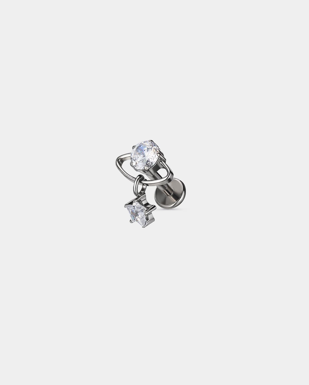 Planet & Star CZ Dangle Titanium Cartilage Stud