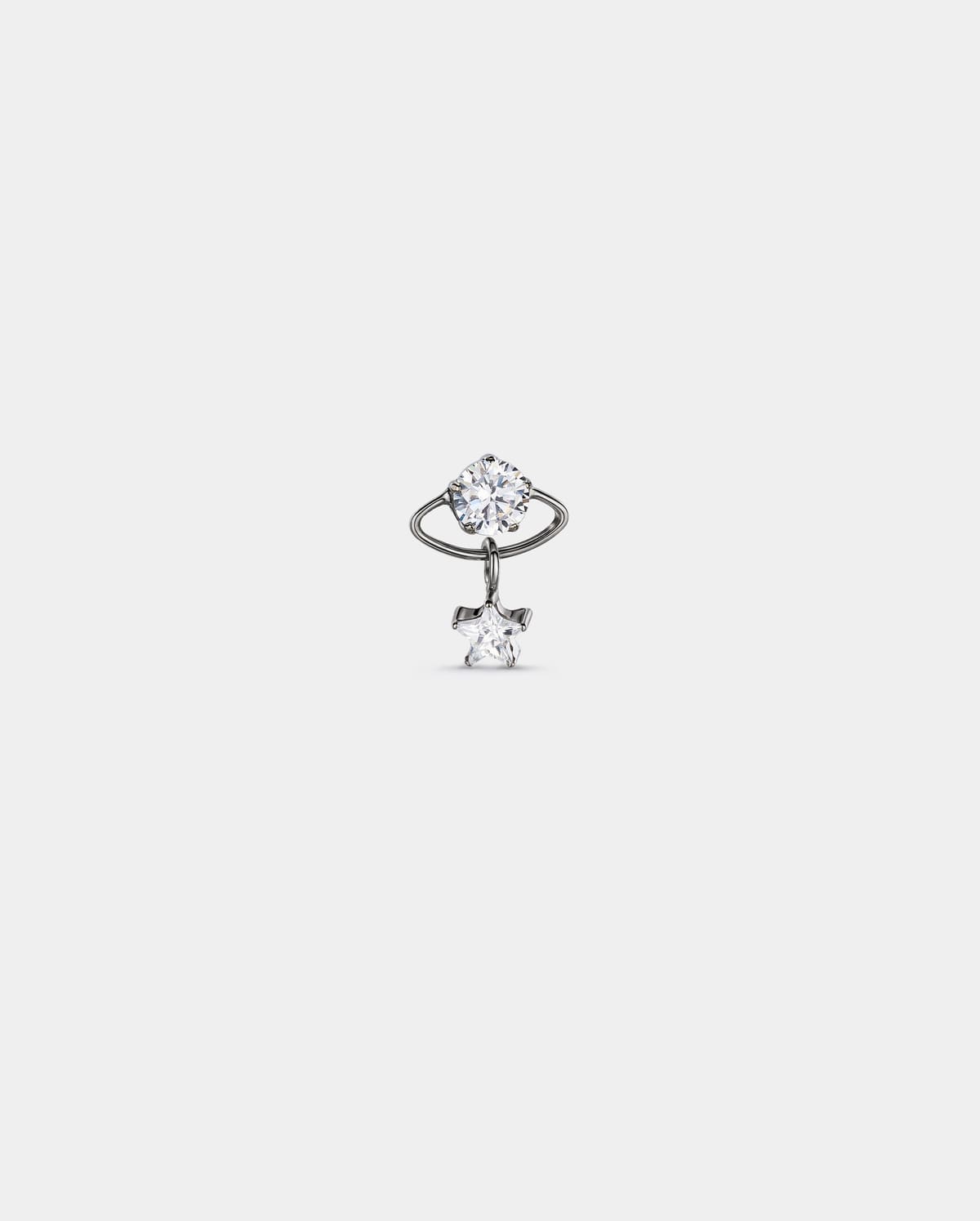 Planet & Star CZ Dangle Titanium Cartilage Stud