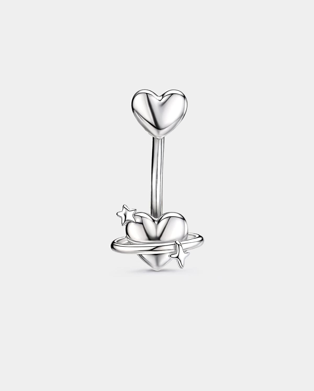 Puffed Heart & Star Belly Button Ring