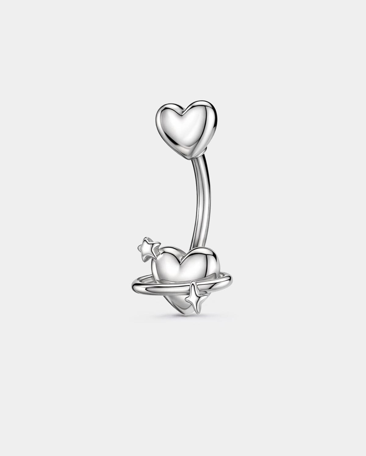 Puffed Heart & Star Belly Button Ring