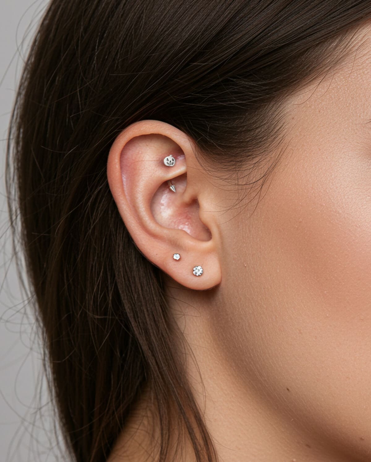 Pumpkin Internally Threaded Titanium Rook Eyebrow Piercing