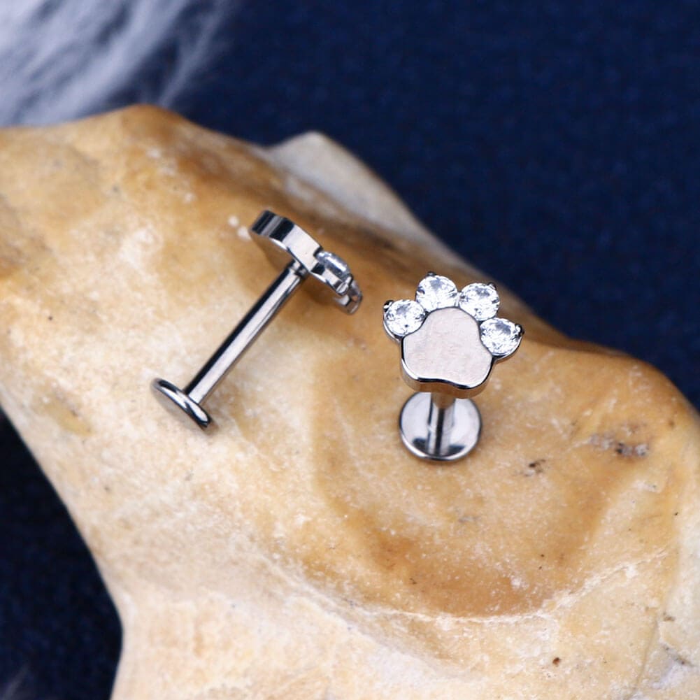 Puppy Paw Internally Threaded Titanium Labret Stud