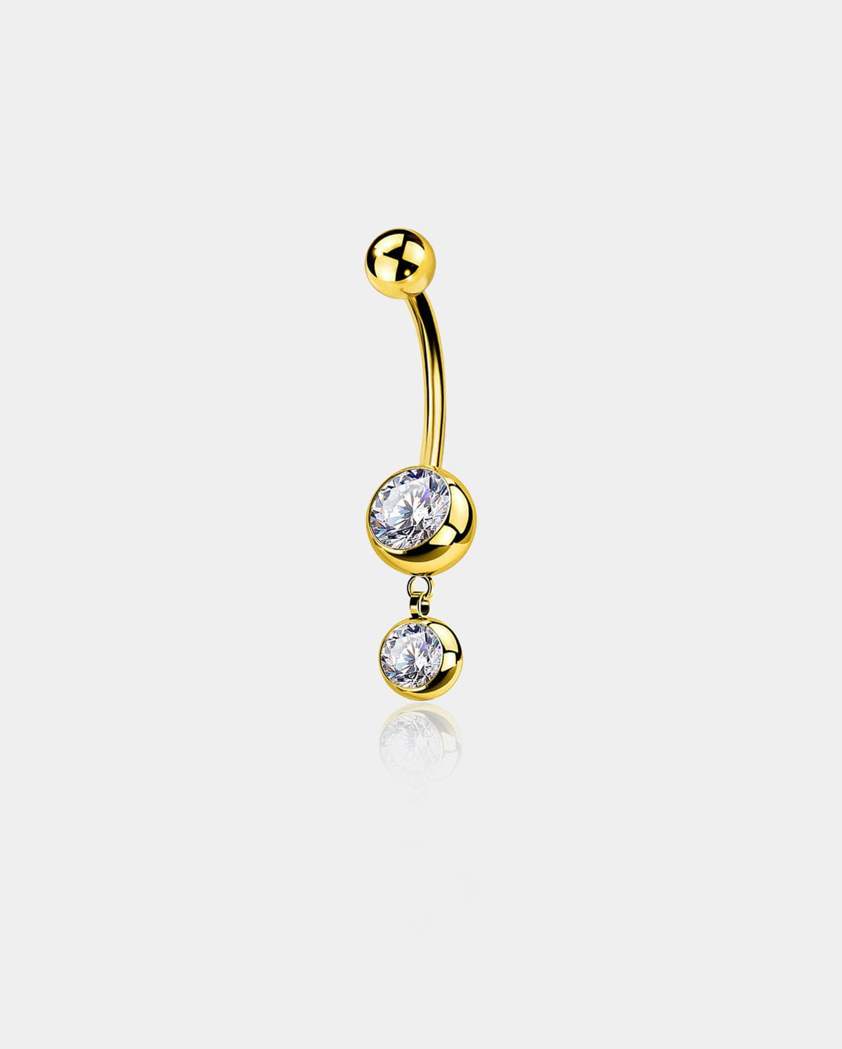 Round CZ Internally Threaded Titanium Belly Ring
