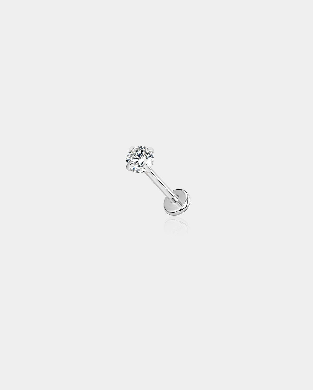 Round CZ Titanium Threadless Nose Stud