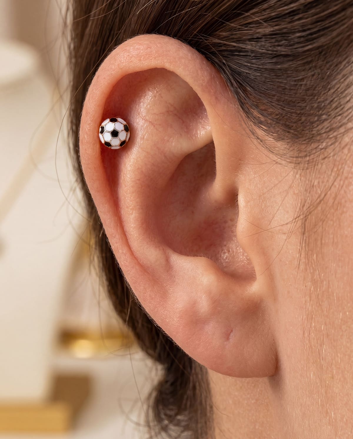 Soccer Ball Threadless Cartilage Stud