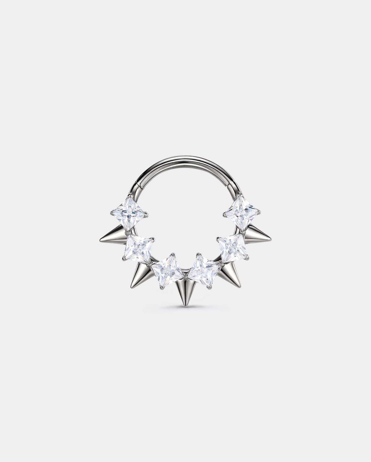 Spike CZ Cluster Titanium Septum Ring