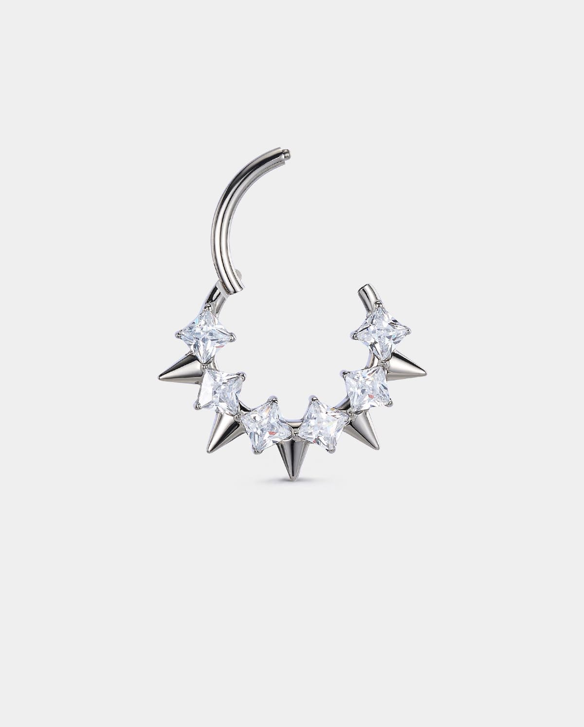 Spike CZ Cluster Titanium Septum Ring