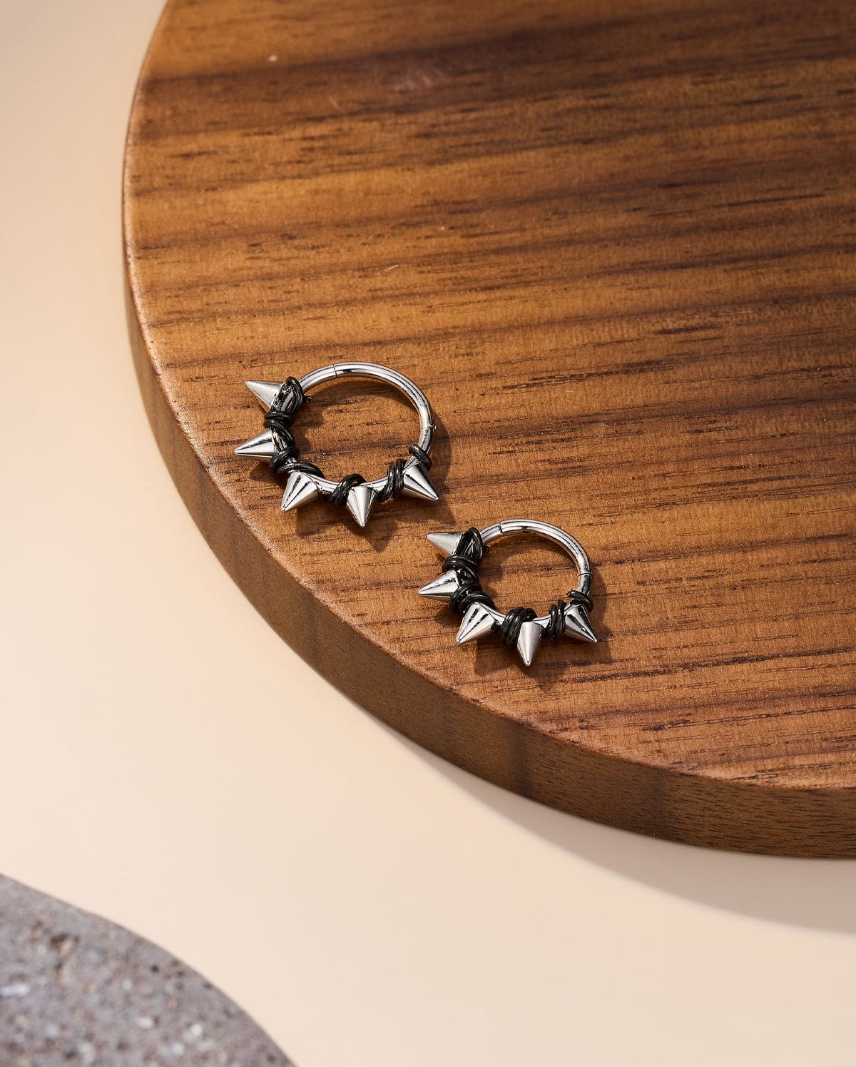 Spike Wrapped Black Wire Segment Septum Ring