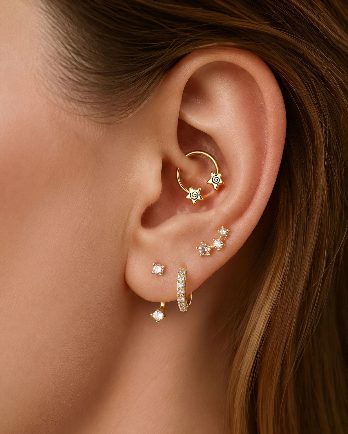 Spiral Star Horseshoe Septum Ring