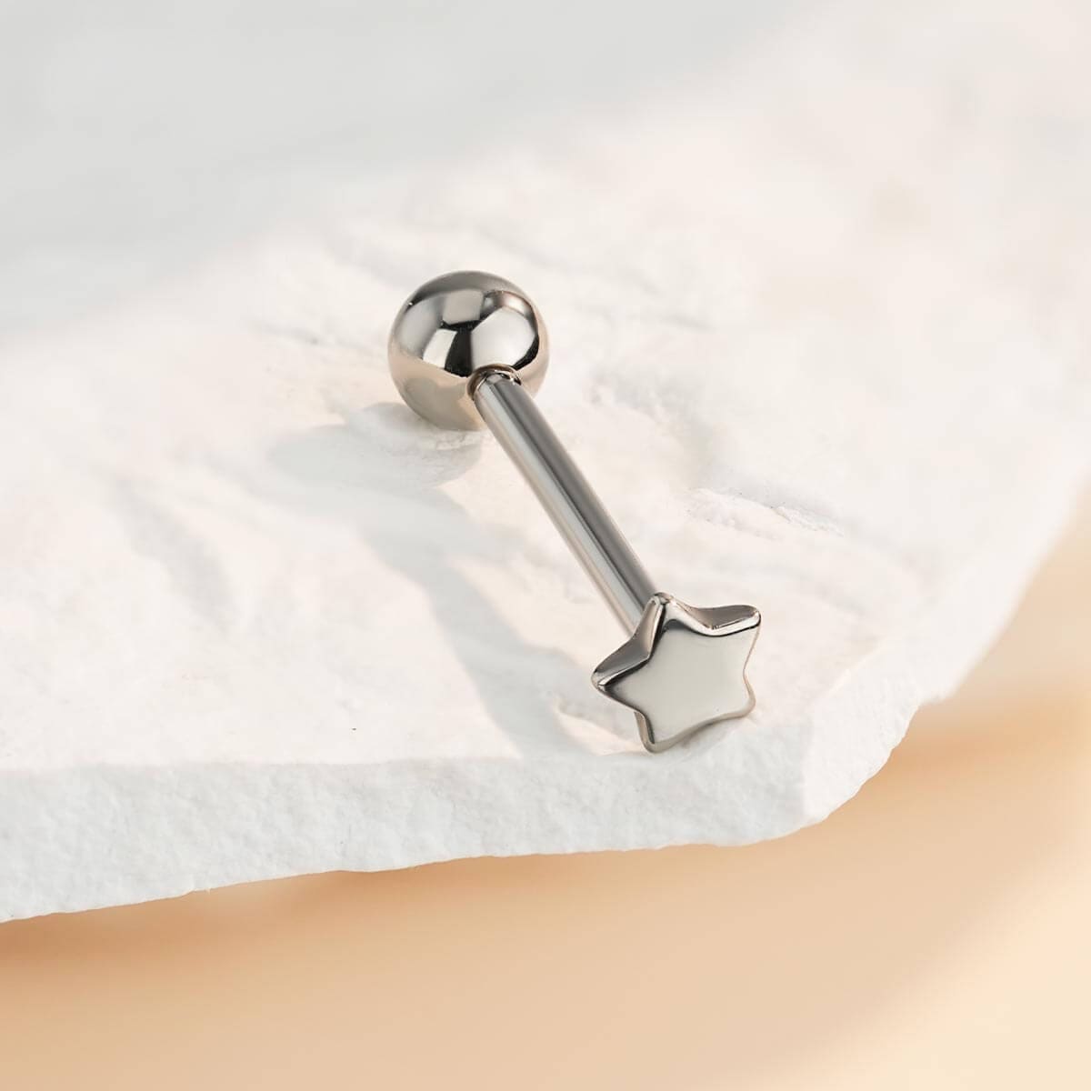 Star Internally Threaded Titanium Tongue Barbell