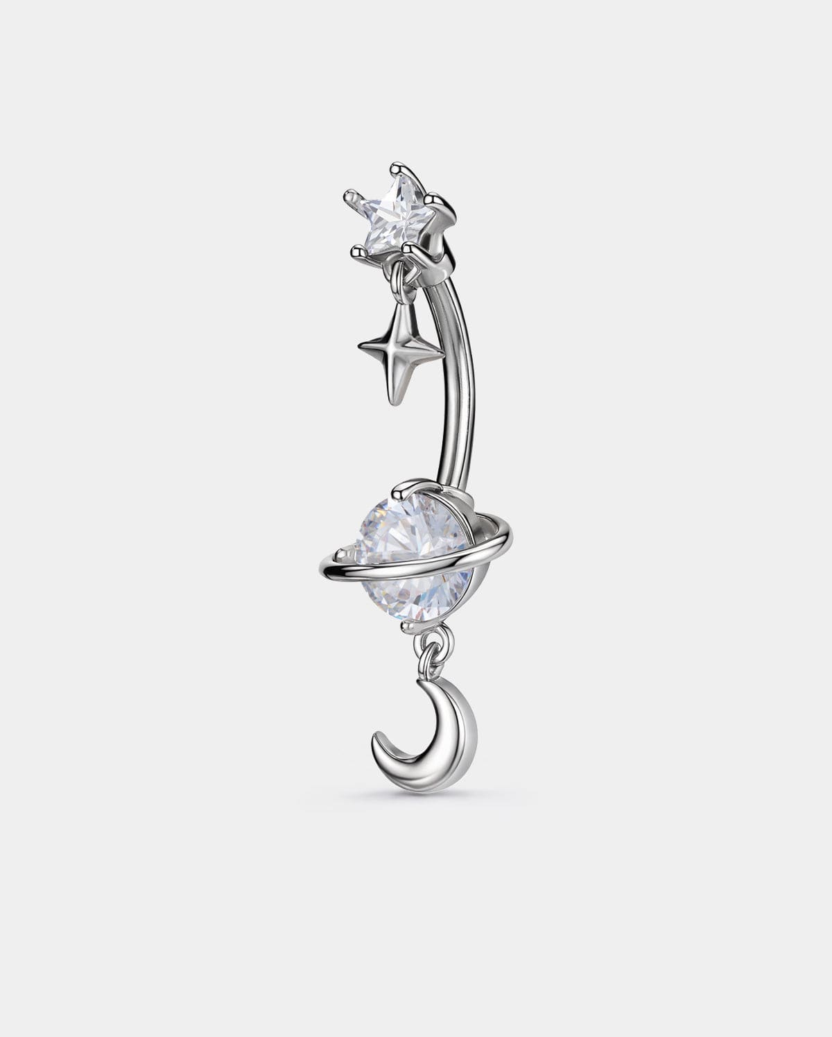 Star & Moon Dangle CZ Belly Button Ring