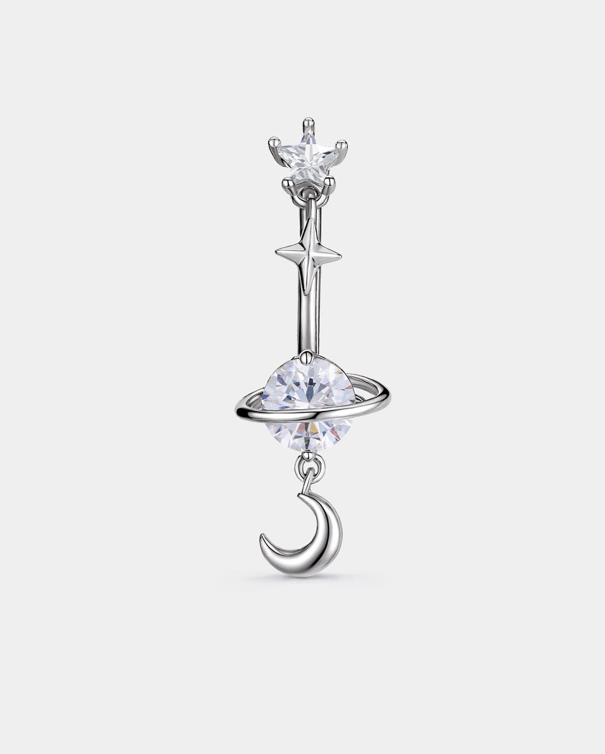 Star & Moon Dangle CZ Belly Button Ring