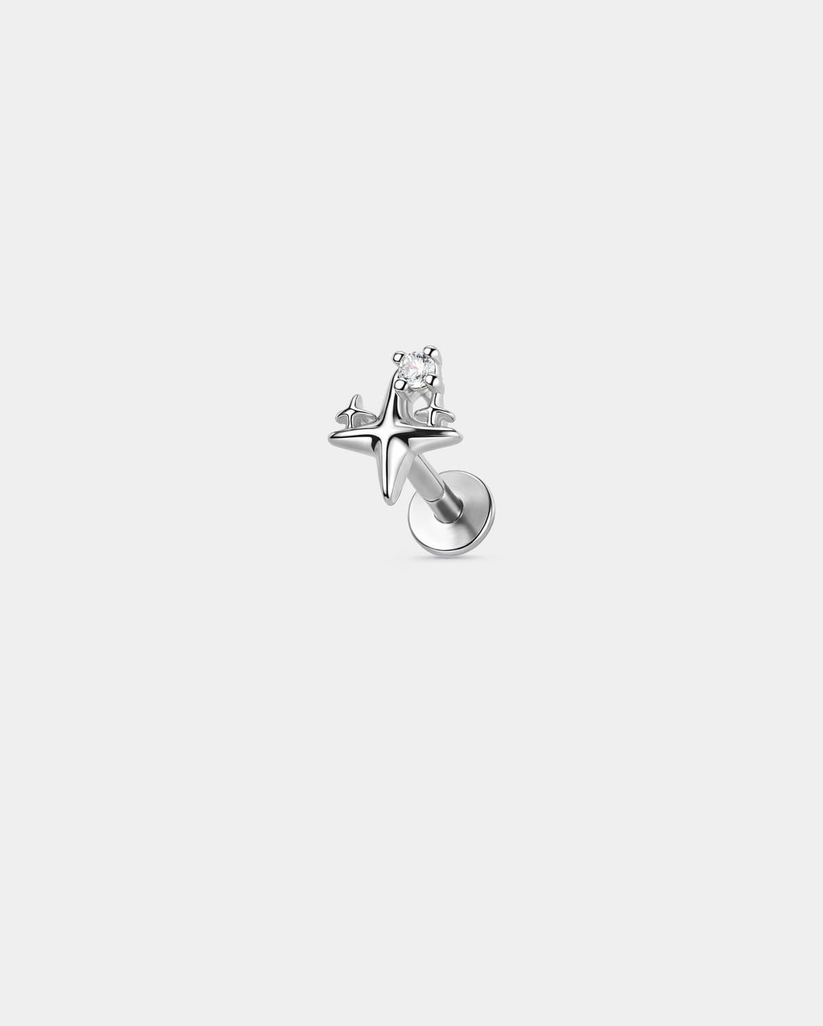 Starburst CZ Internally Threaded Cartilage Stud