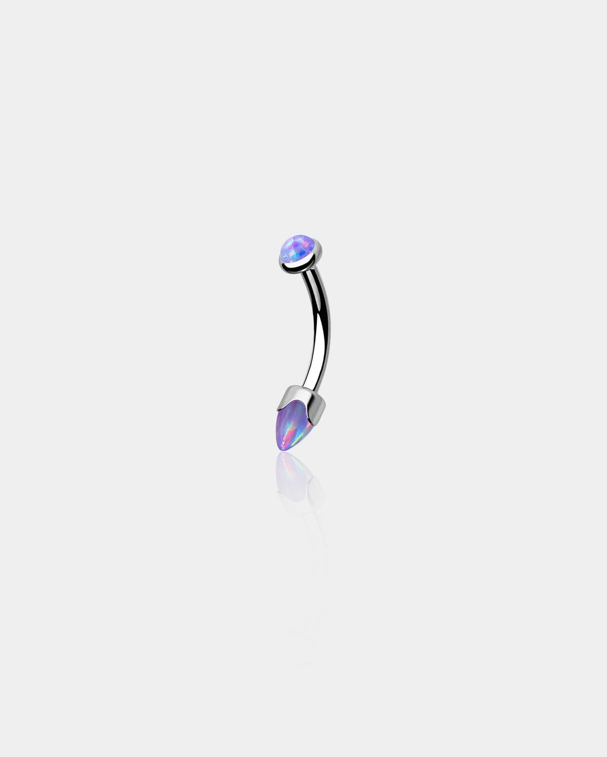Synthetic Opal Internally Threaded Titanium Eyebrow Ring