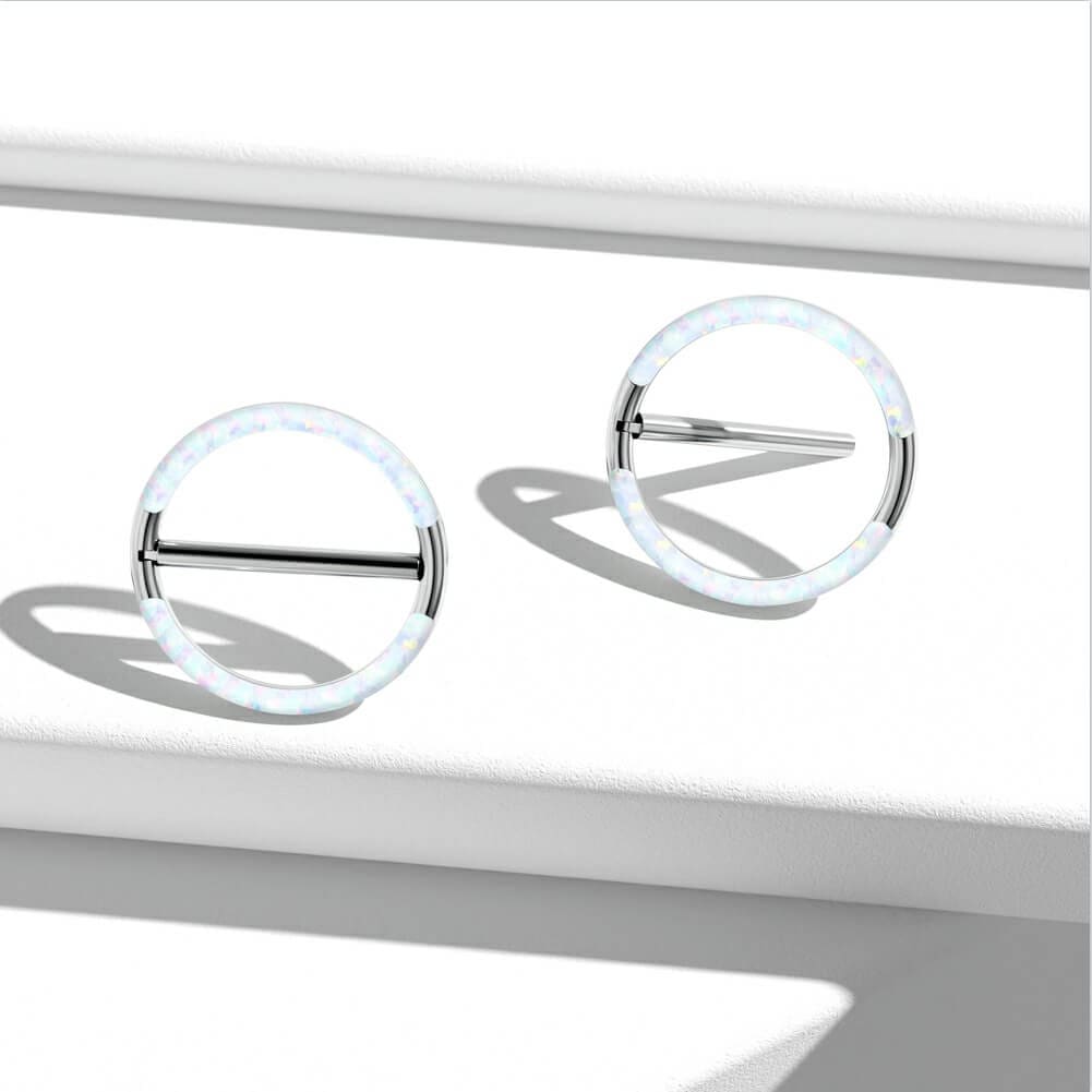Synthetic Opal Titanium Clicker Nipple Shield Pair