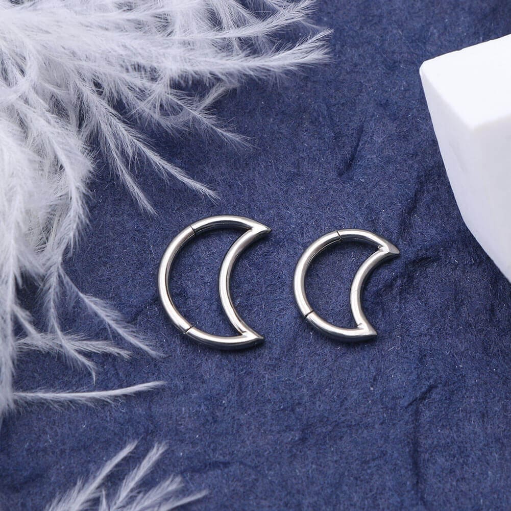 Titanium Moon Daith Cartilage Earrings Helix Hoop