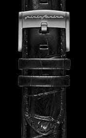PININFARINA GENUINE ITALIAN LEATHER 22MM WATCH STRAP - Dressy Black WITH STEEL BUCKLE