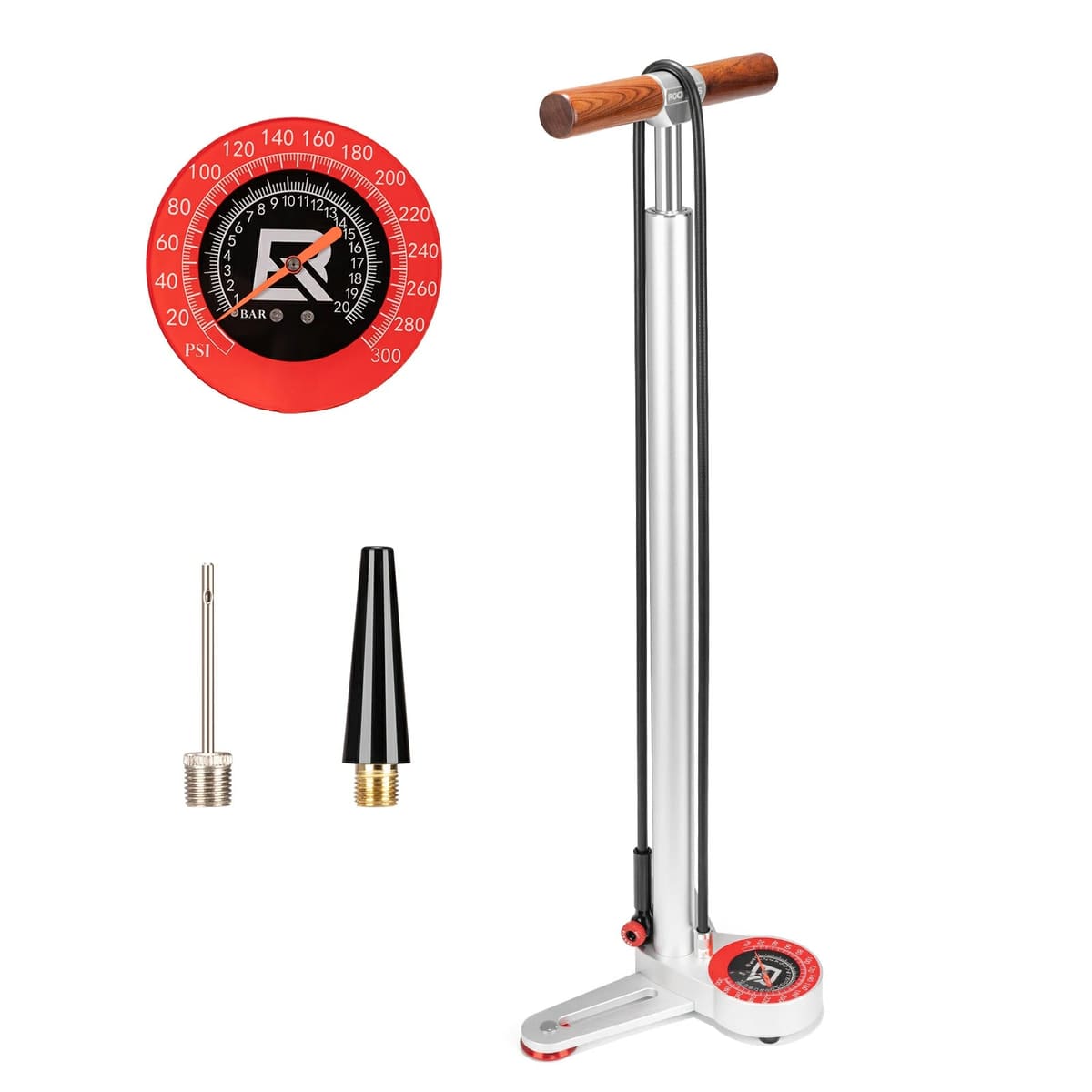 ROCKBROS 240PSI Classic Floor Drive 3.5 High Pressure Bicycle Floor Pump with Accurate 3.5" Analog Gauge - Silver