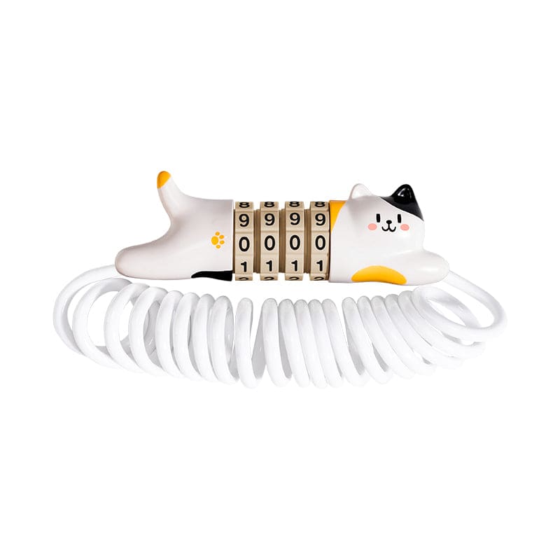 ROCKBROS Cute Cat Password Bike Lock 51.2in - White