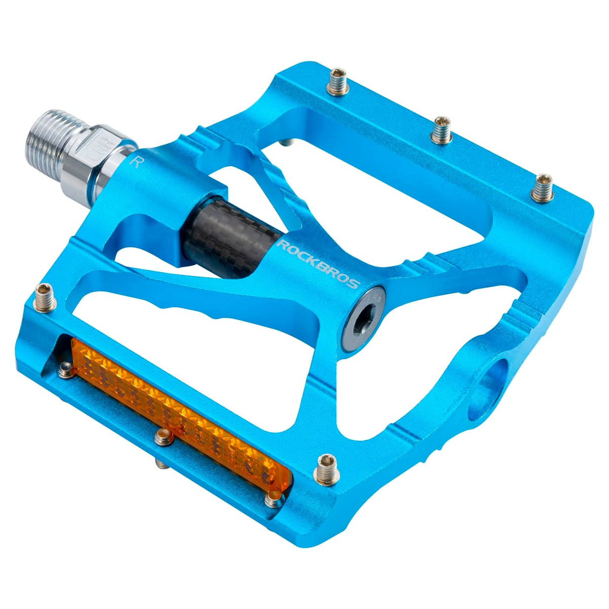ROCKBROS Mountain Bike Pedals MTB Reflective Pedals CNC Non-Slip Lightweight Aluminum Alloy Bicycle Pedals - Blue
