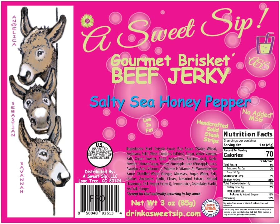Salty Sea Honey Pepper Gourmet Brisket Jerky by A Sweet Sip!