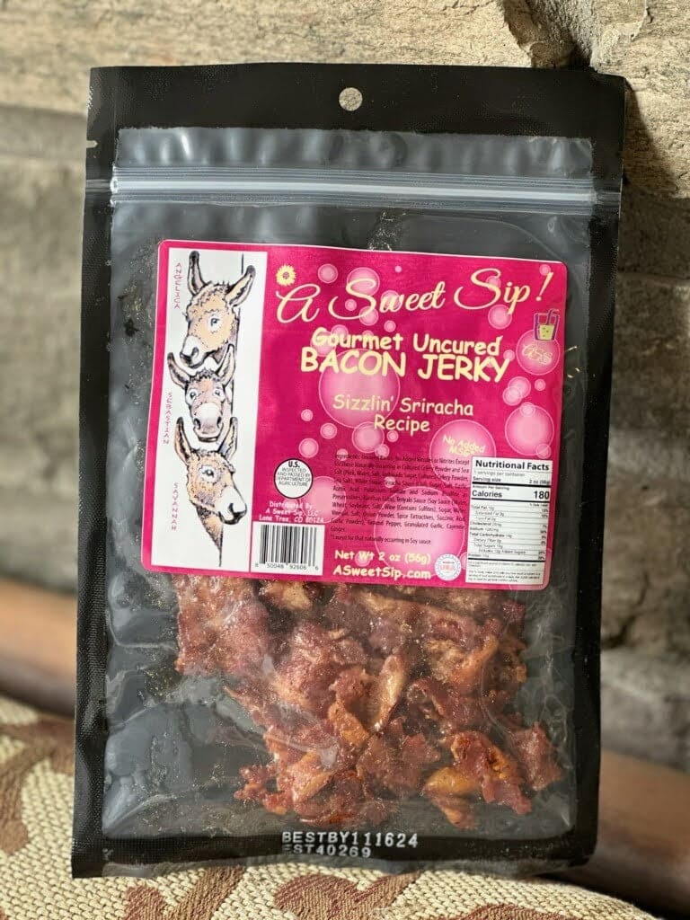 Sizzlin' Sriracha Recipe Gourmet Uncured Bacon Jerky by A Sweet Sip!