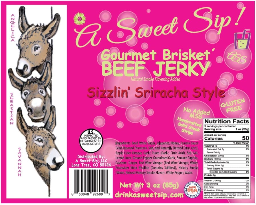 Sizzlin' Sriracha Style Gourmet Brisket Jerky by A Sweet Sip!