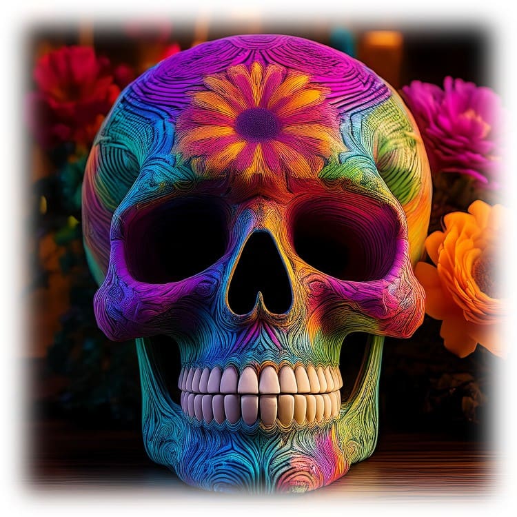 "Sugar Skull - Rainbow Flowers" - ASScoozie Design on FrostBuddy Universal Buddy | A Sweet Sip
