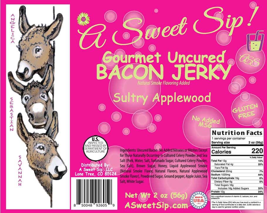 Sultry Applewood Bacon Gourmet Uncured Bacon Jerky by A Sweet Sip!