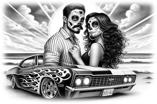 "Sunset Lovers - Moonlit Embrace" - ASScoozie Design on FrostBuddy Universal Buddy | A Sweet Sip