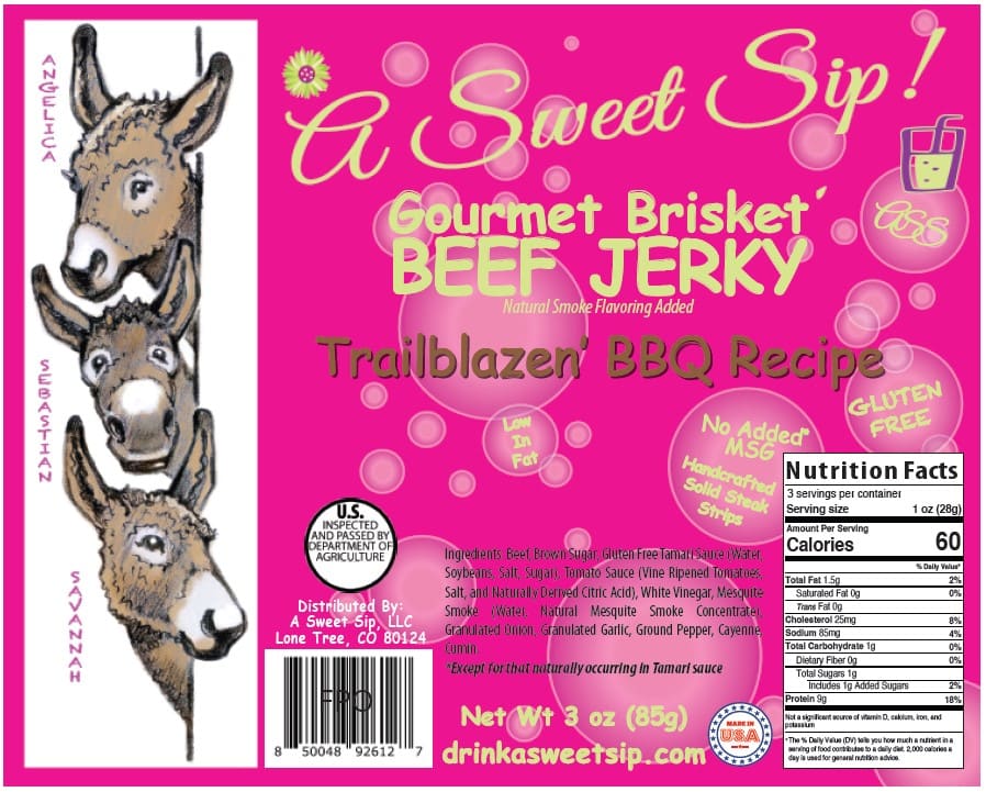 Trailblazin' BBQ Recipe Gourmet Brisket Jerky by A Sweet Sip!
