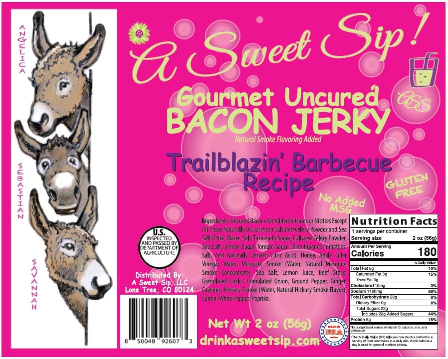 Trailblazin' BBQ Recipe Gourmet Uncured Bacon Jerky by A Sweet Sip!