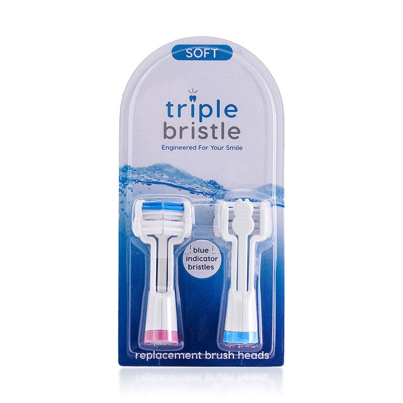 Triple Bristle 3-sided Replacement Brush Heads - Multi-Color